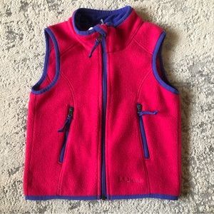 LL BEAN Toddler Kids 4T Girls Hot Pink Purple Fleece Zipper Vest FAST SHIPPING!